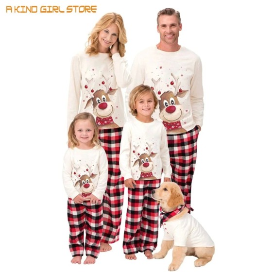 Conjunto de pijamas a juego para mamá, papá y niños, Pelele de perro y