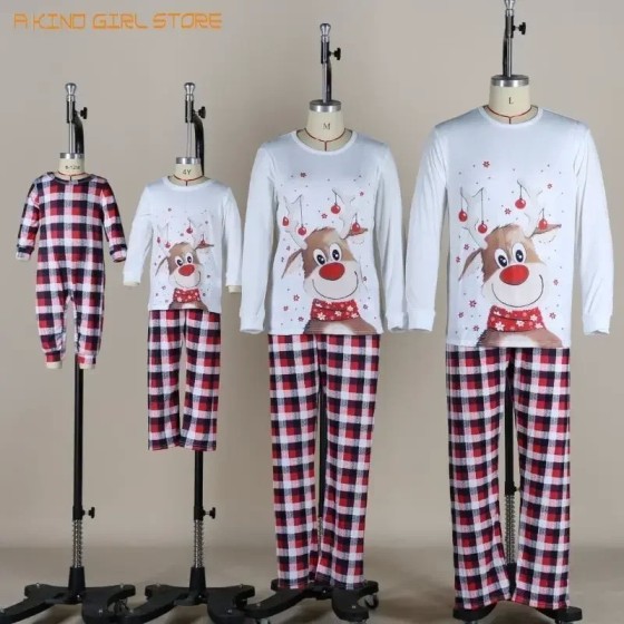 Conjunto de pijamas a juego para mamá, papá y niños, Pelele de perro y