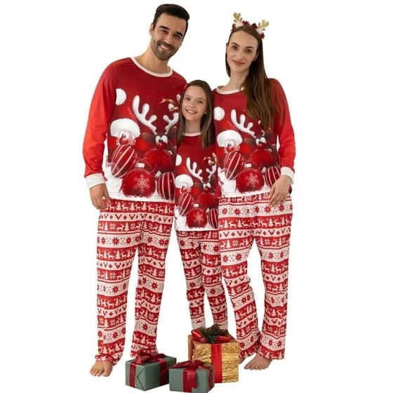 2024 New Christmas Family Pajamas Set Mom Dad Kids Baby Matching Outfi