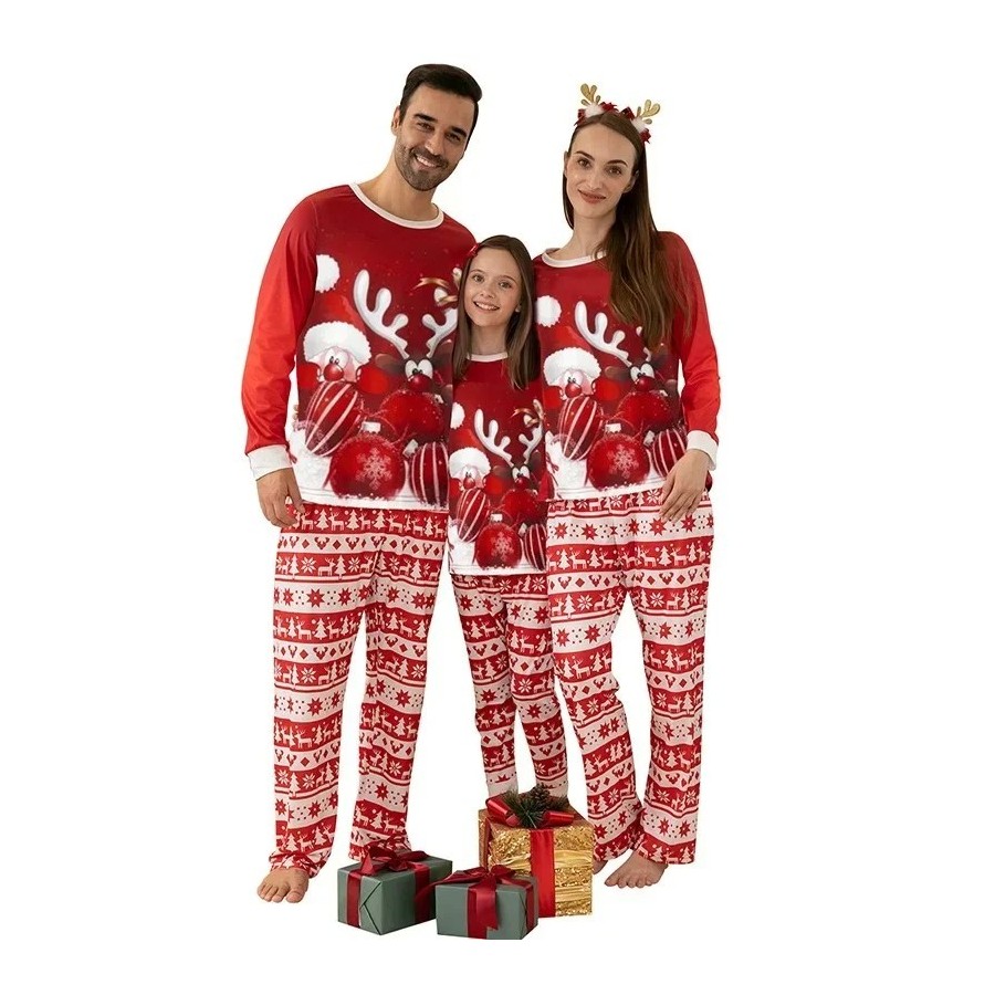 2024 New Christmas Family Pajamas Set Mom Dad Kids Baby Matching Outfi