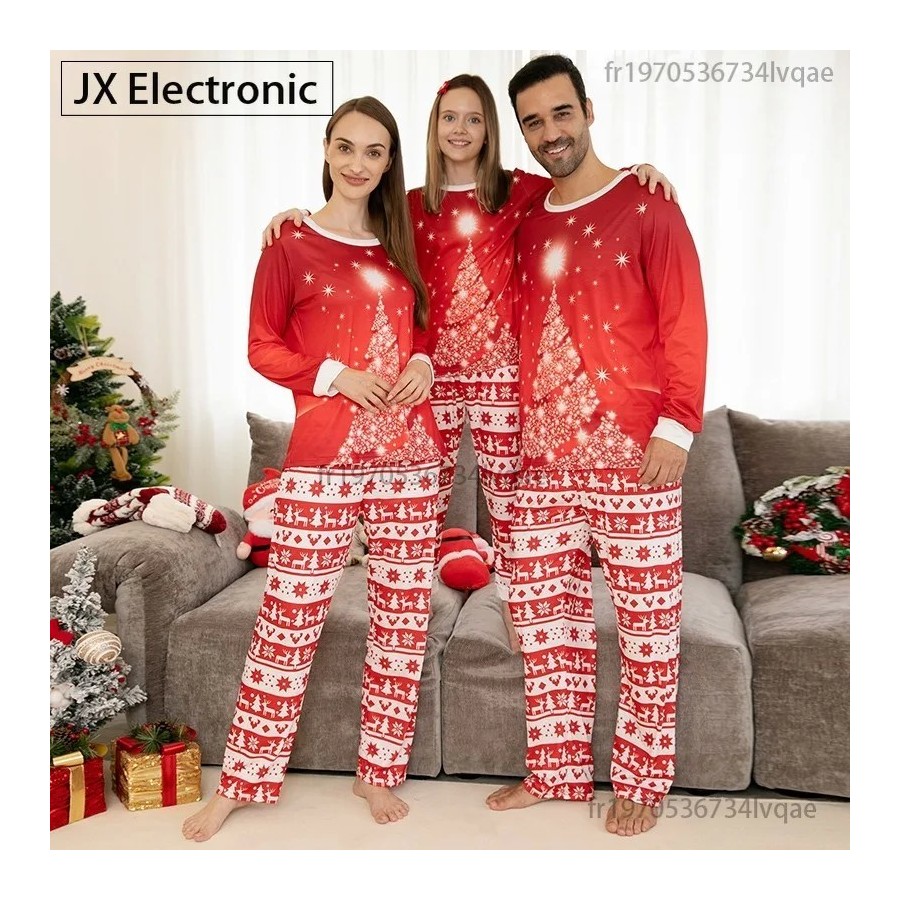 2024 New Christmas Family Pajamas Set Mom Dad Kids Baby Matching Outfi