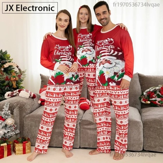 2024 New Christmas Family Pajamas Set Mom Dad Kids Baby Matching Outfi