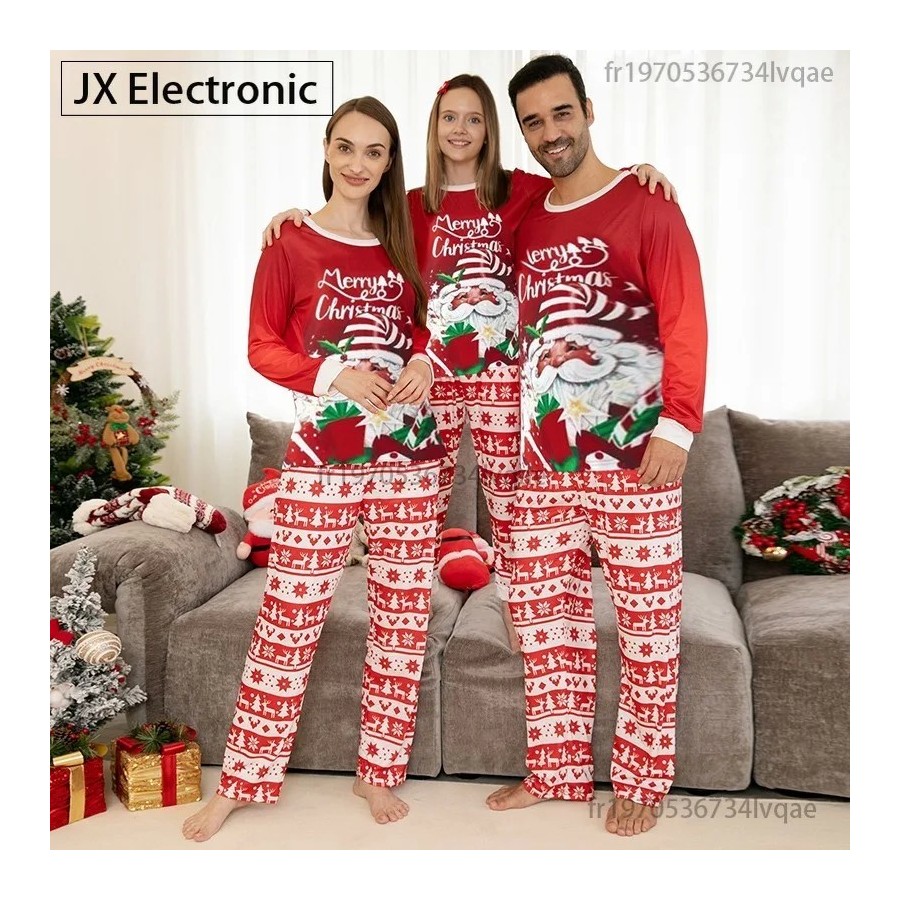 2024 New Christmas Family Pajamas Set Mom Dad Kids Baby Matching Outfi