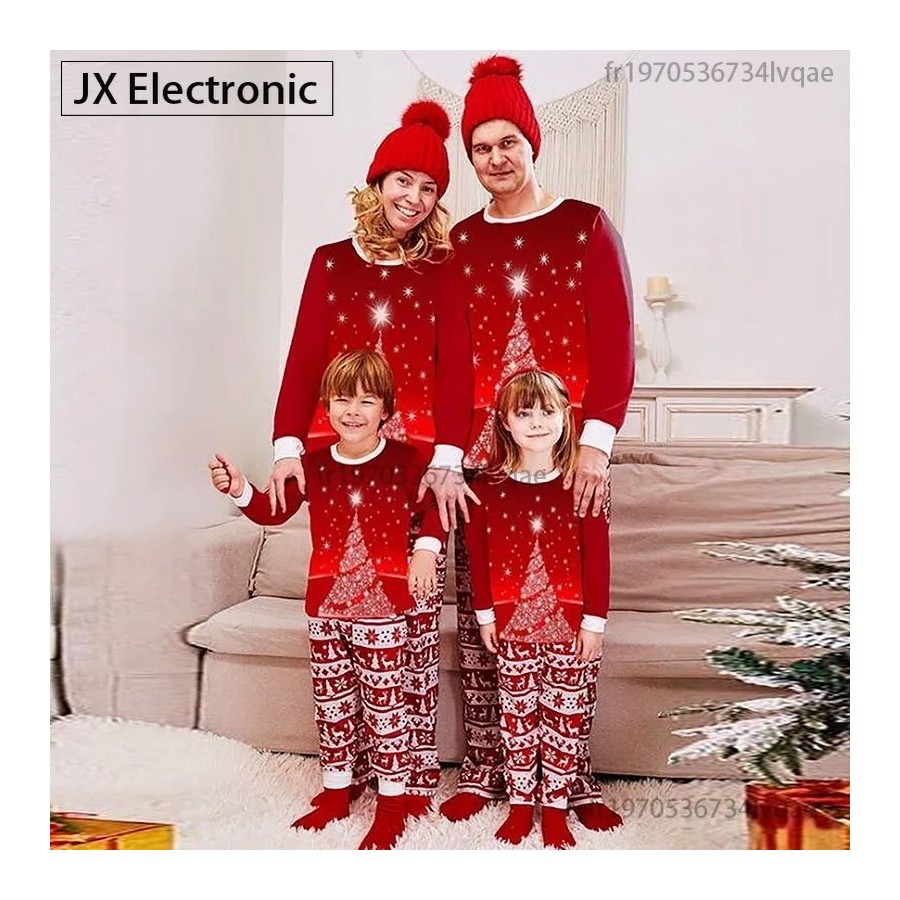 2024 New Christmas Family Pajamas Set Mom Dad Kids Baby Matching Outfi