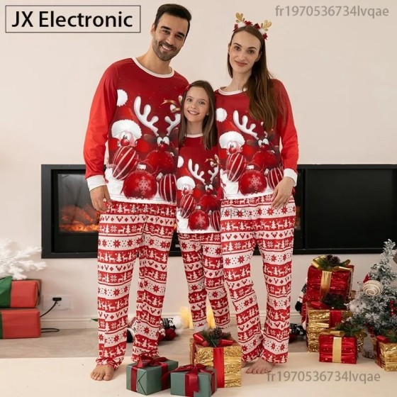 2024 New Christmas Family Pajamas Set Mom Dad Kids Baby Matching Outfi