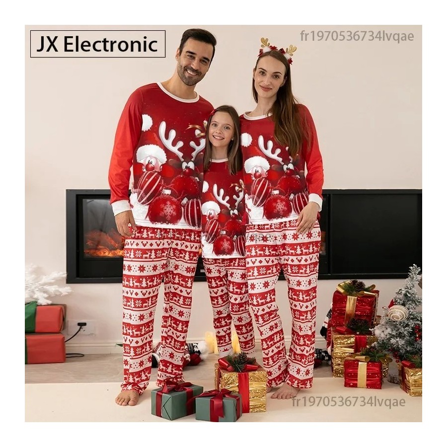 2024 New Christmas Family Pajamas Set Mom Dad Kids Baby Matching Outfi
