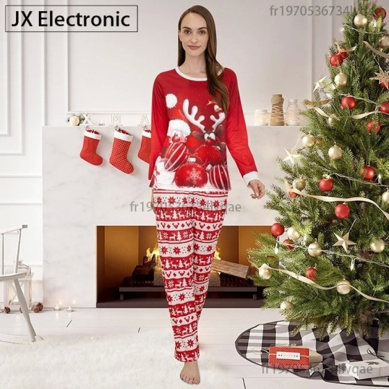 2024 New Christmas Family Pajamas Set Mom Dad Kids Baby Matching Outfi