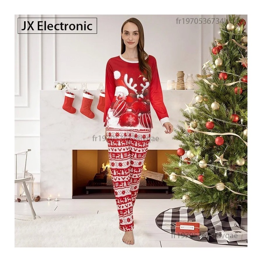 2024 New Christmas Family Pajamas Set Mom Dad Kids Baby Matching Outfi