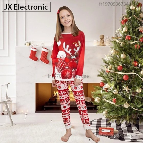 2024 New Christmas Family Pajamas Set Mom Dad Kids Baby Matching Outfi