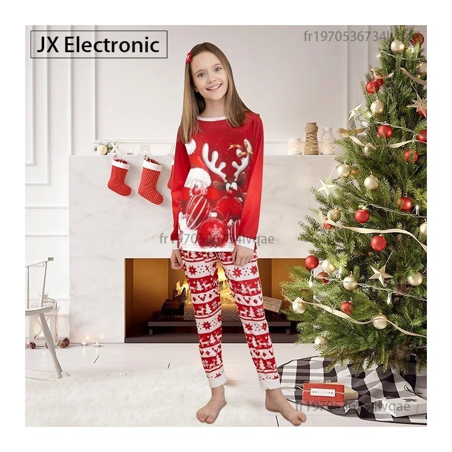 2024 New Christmas Family Pajamas Set Mom Dad Kids Baby Matching Outfi