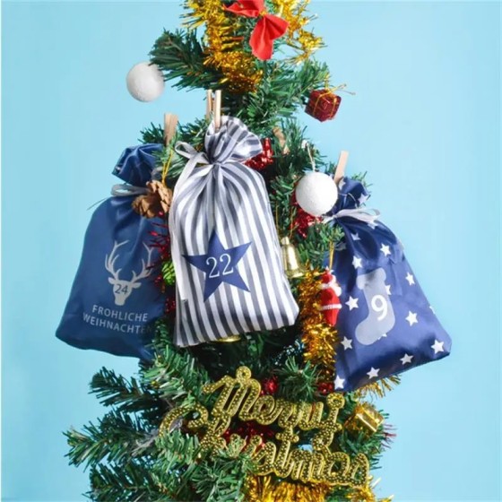 Calendario de Adviento para decoración navideña, 24 piezas, bolsas de 