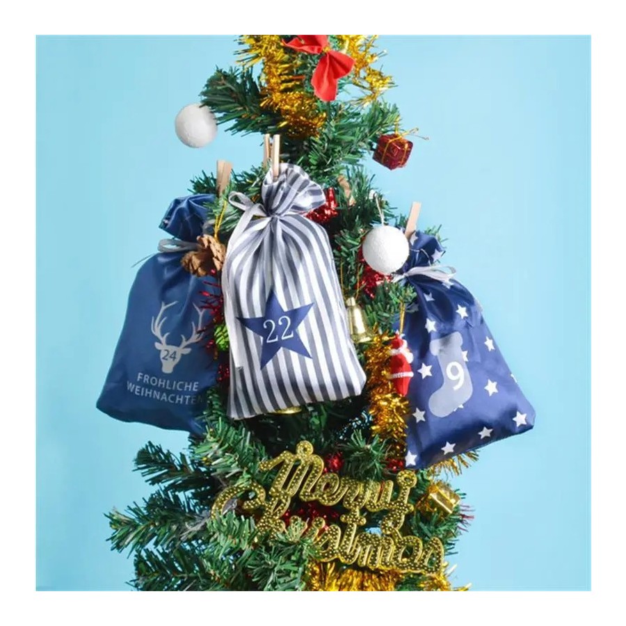 Calendario de Adviento para decoración navideña, 24 piezas, bolsas de 