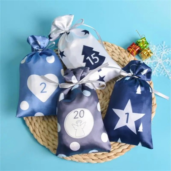 Calendario de Adviento para decoración navideña, 24 piezas, bolsas de 
