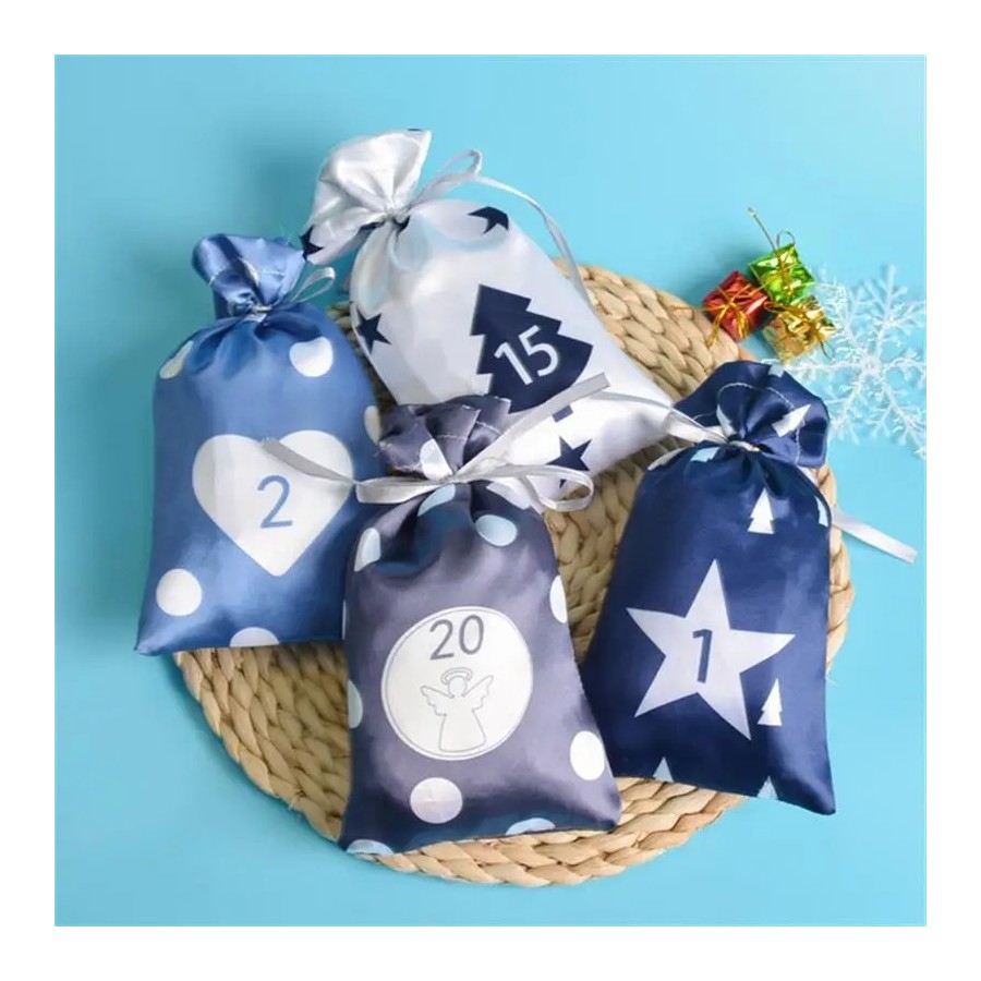 Calendario de Adviento para decoración navideña, 24 piezas, bolsas de 