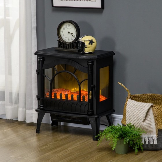 HOMCOM Chimenea Eléctrica 1000W/2000W para Sala 15-30 m² 55x31x58 cm N