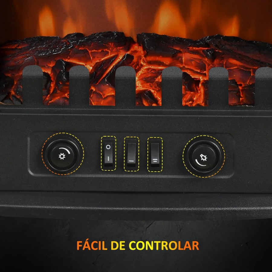HOMCOM Chimenea Eléctrica 1000W/2000W para Sala 15-30 m² 55x31x58 cm N