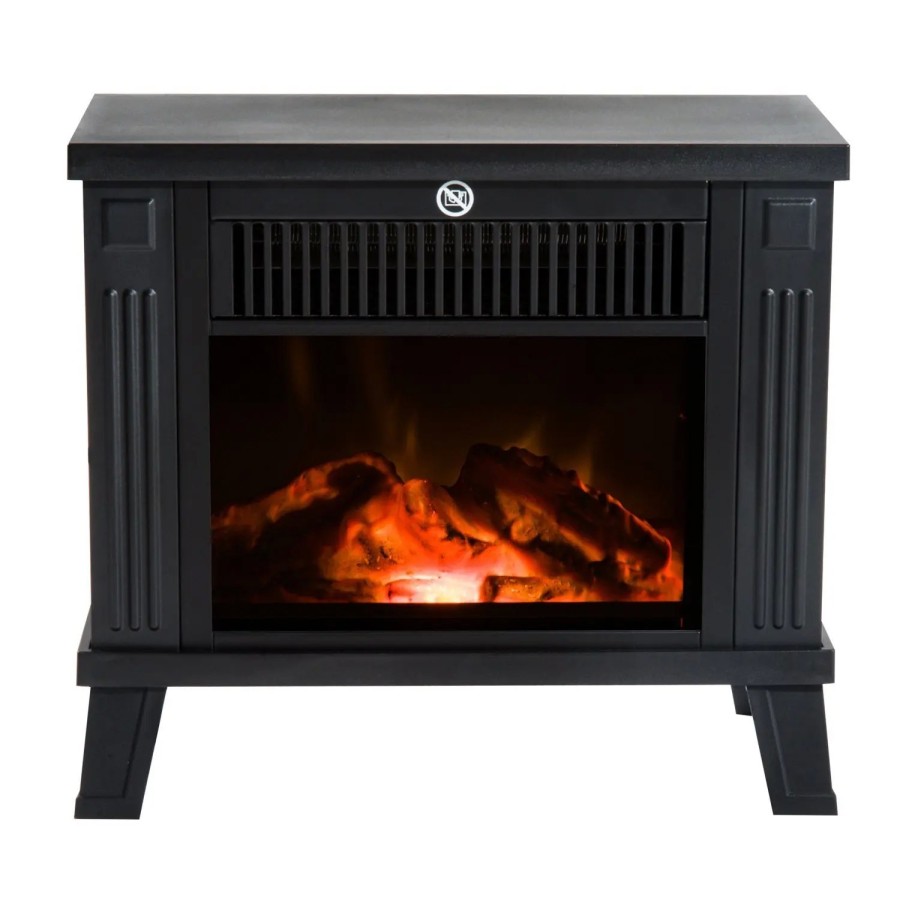 HOMCOM Chimenea Eléctrica Calefactor tipo Estufa de Pie con Efecto de 