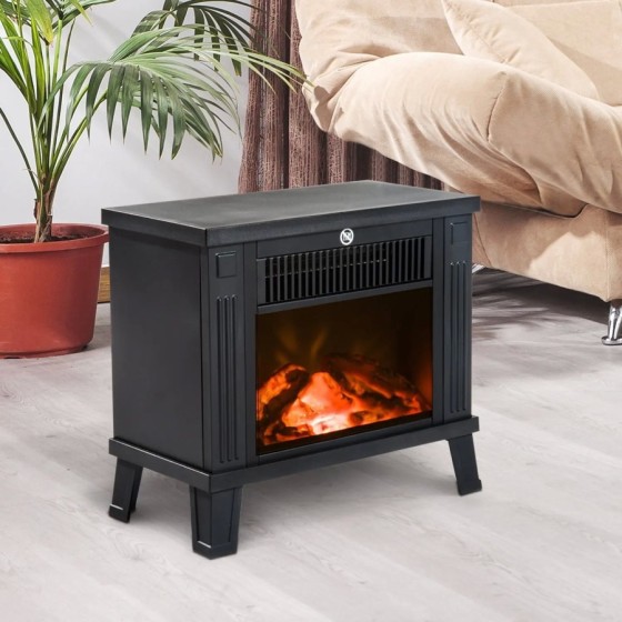HOMCOM Chimenea Eléctrica Calefactor tipo Estufa de Pie con Efecto de 