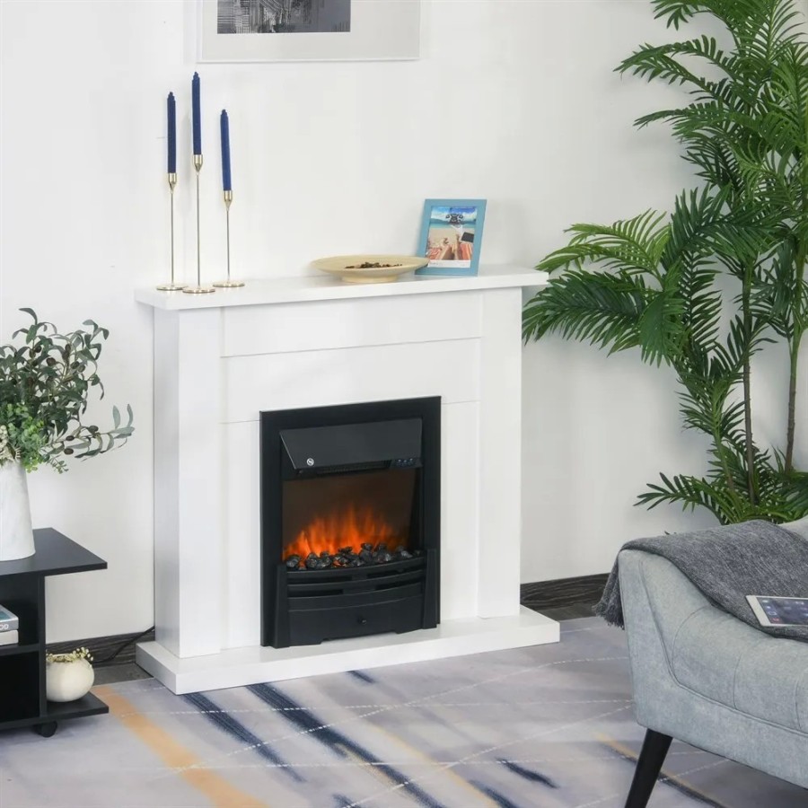 HOMCOM Chimenea Eléctrica Calor Temporizador Termostato Luz Regulable 