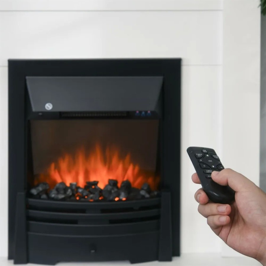 HOMCOM Chimenea Eléctrica Calor Temporizador Termostato Luz Regulable 