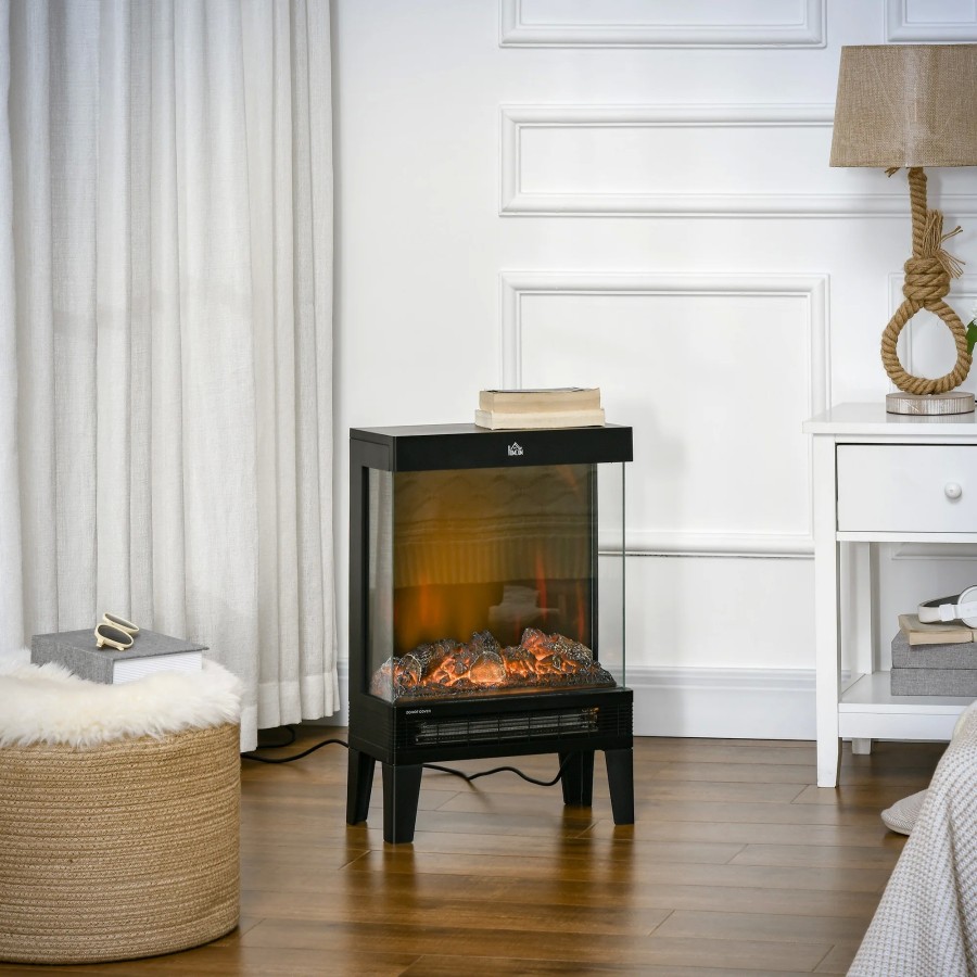 HOMCOM Chimenea Eléctrica 1000W/2000W con Llama LED Ajustable 40,5x20x