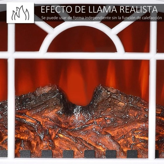 HOMCOM Chimenea Eléctrica Portátil 1000/2000W Llama LED Brillo Regulab