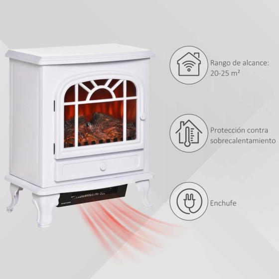 HOMCOM Chimenea Eléctrica Portátil 1000/2000W Llama LED Brillo Regulab