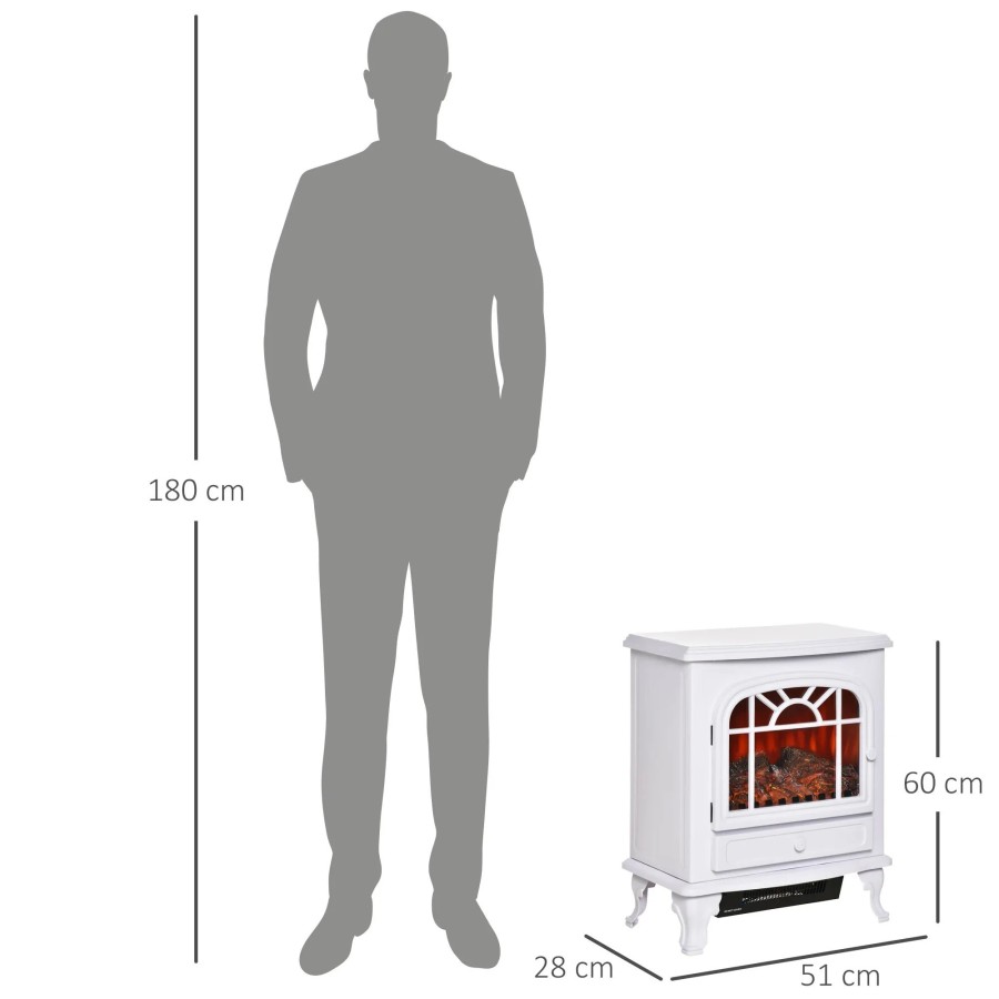 HOMCOM Chimenea Eléctrica Portátil 1000/2000W Llama LED Brillo Regulab