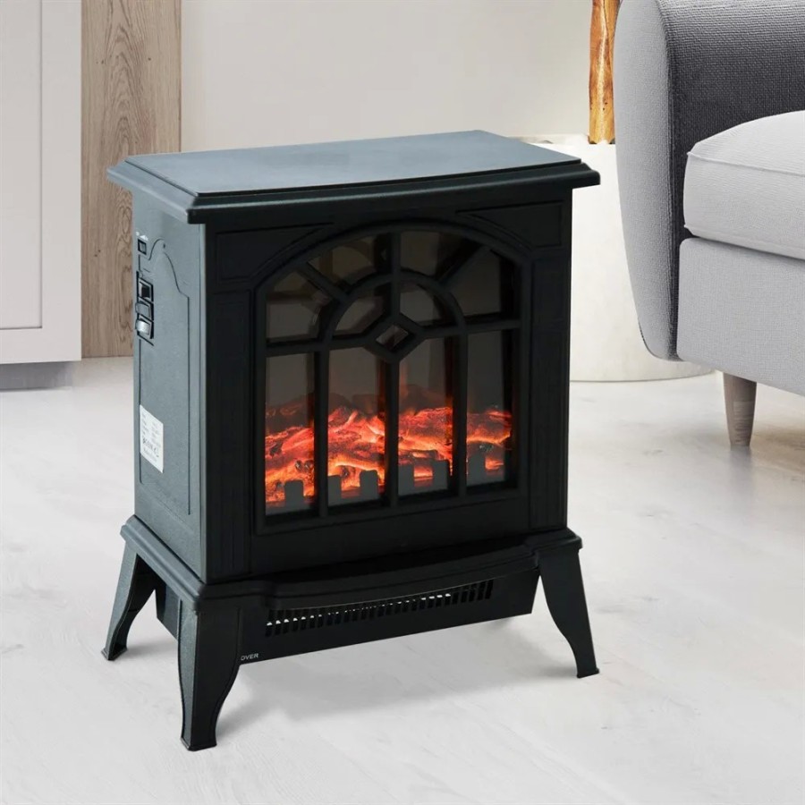 HOMCOM Chimenea Eléctrica de Pie Movible y Decorativo Calefactor Estuf