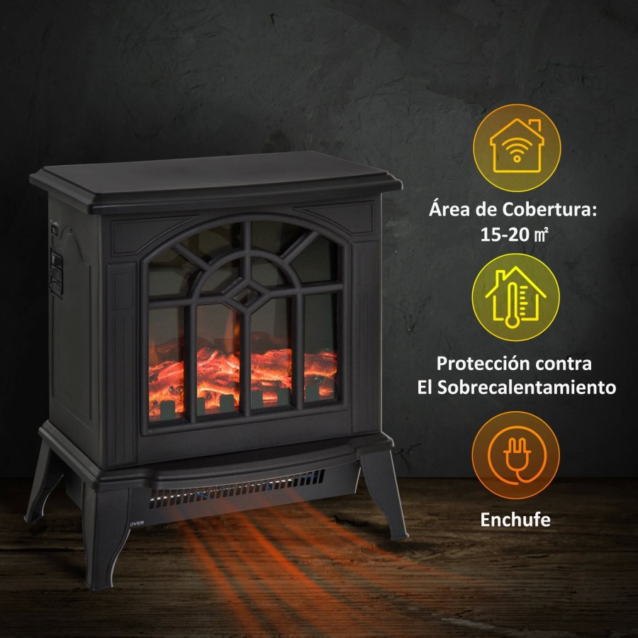 HOMCOM Chimenea Eléctrica de Pie Movible y Decorativo Calefactor Estuf