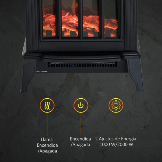 HOMCOM Chimenea Eléctrica de Pie Movible y Decorativo Calefactor Estuf HOMCOM Chimenea Eléctrica de Pie Movible y Decorativo Calefactor Estuf