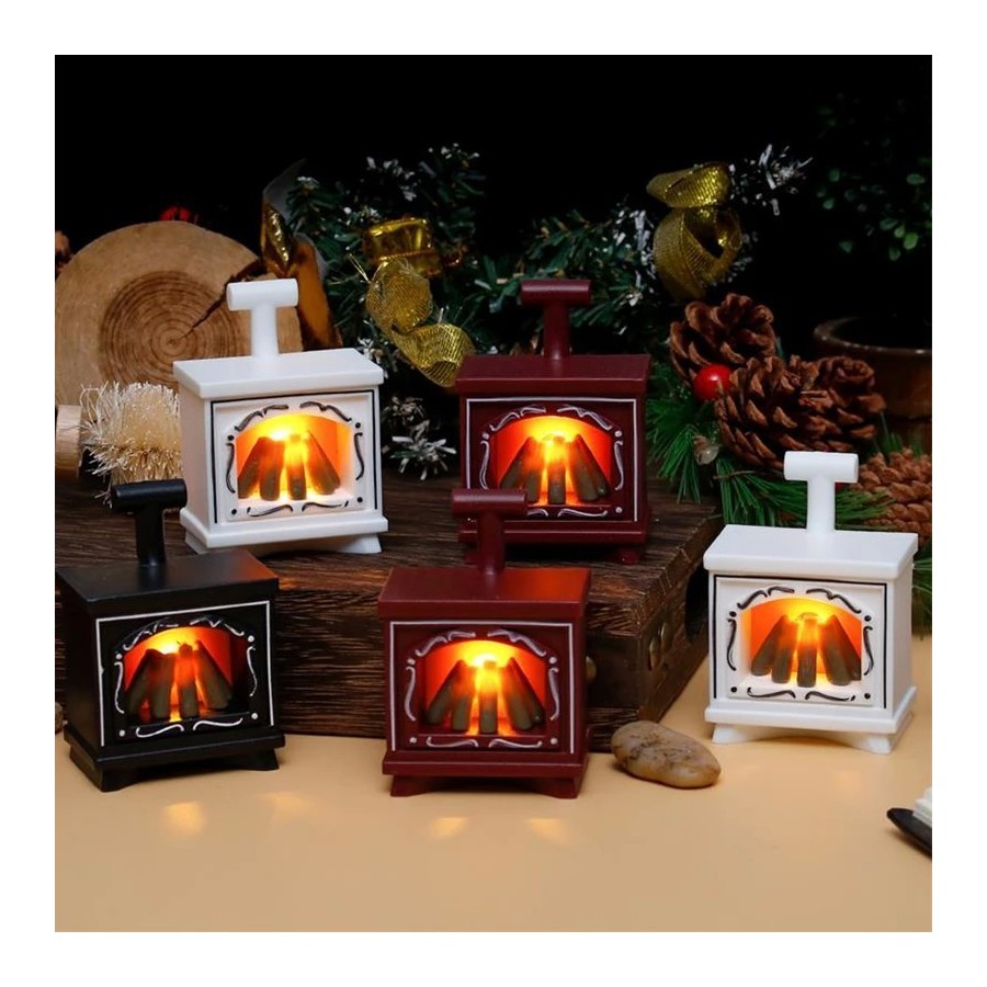 Mini modelo de chimenea LED brillante, juguetes de casa de muñecas, ad Mini modelo de chimenea LED brillante, juguetes de casa de muñecas, ad