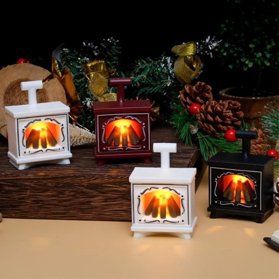 Mini modelo de chimenea LED brillante, juguetes de casa de muñecas, ad Mini modelo de chimenea LED brillante, juguetes de casa de muñecas, ad