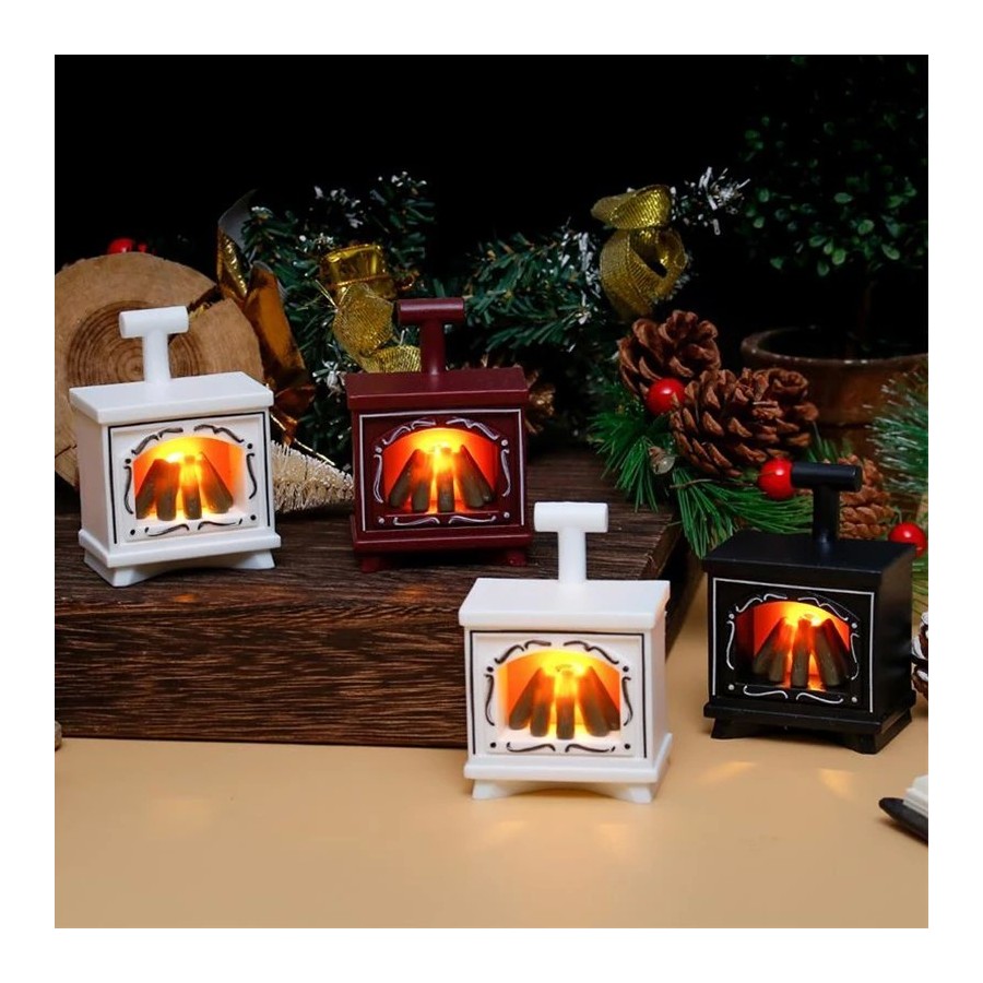 Mini modelo de chimenea LED brillante, juguetes de casa de muñecas, ad