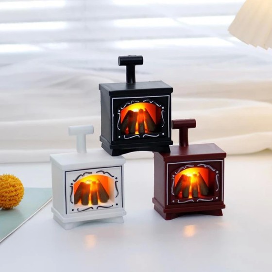 Mini modelo de chimenea LED brillante, juguetes de casa de muñecas, ad Mini modelo de chimenea LED brillante, juguetes de casa de muñecas, ad