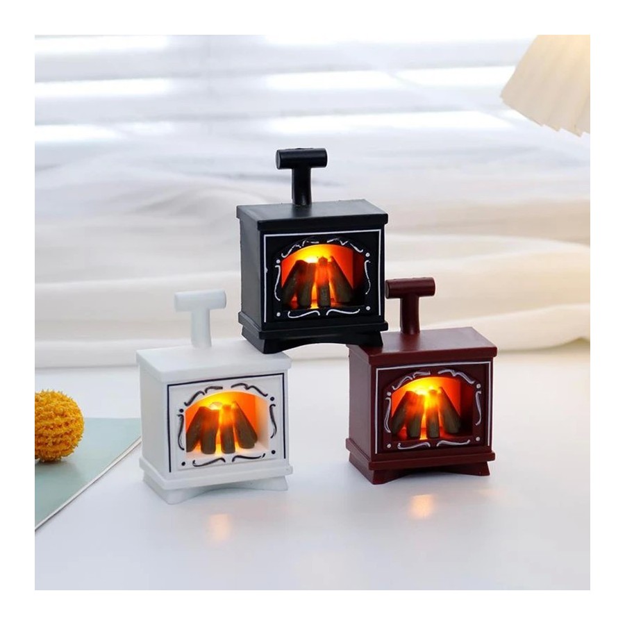 Mini modelo de chimenea LED brillante, juguetes de casa de muñecas, ad