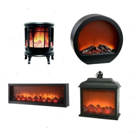 Maxia Market - Chimenea artificial con luz led para decoración hogar casa interior navidad