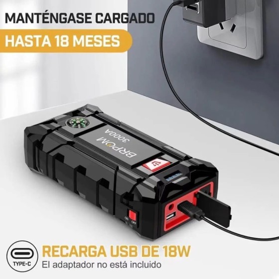 BRPOM Arrancador de Coches,3000A 26800mAh Arrancador de Baterias de Co