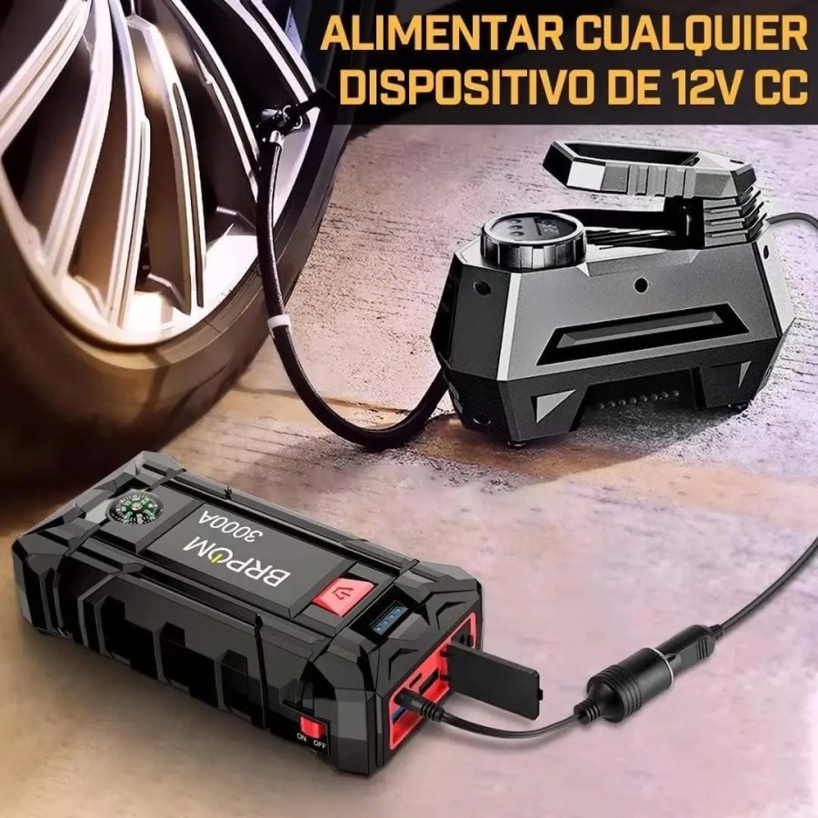 BRPOM Arrancador de Coches,3000A 26800mAh Arrancador de Baterias de Co