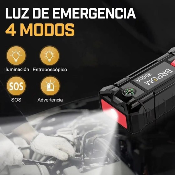 BRPOM Arrancador de Coches,3000A 26800mAh Arrancador de Baterias de Co
