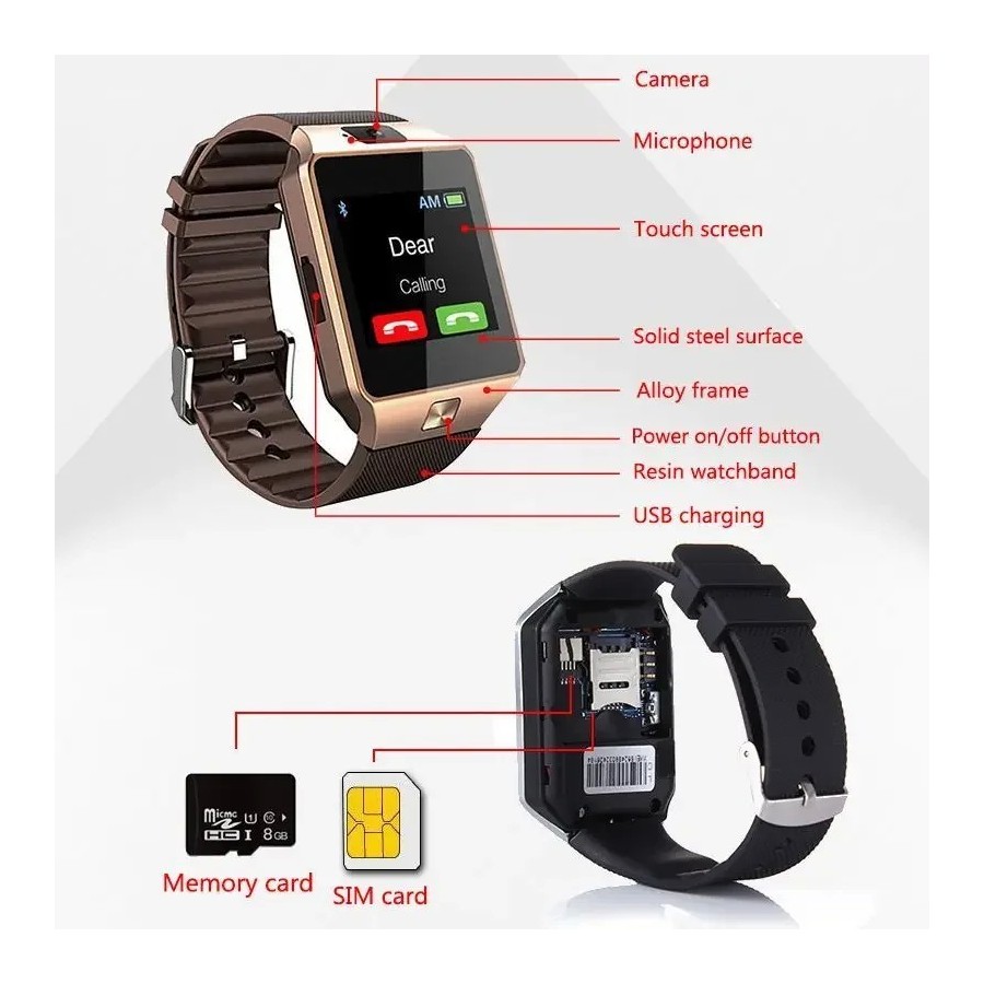DZ09 reloj inteligente profesional 2G SIM TF Cámara reloj de pulsera i