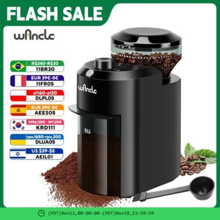 Molinillo de café eléctrico Wancle, molinillo de rebaba ajustable, molinillo de café cónico con 28 ajustes de molienda precisos,