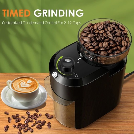 Molinillo de café eléctrico Wancle, molinillo de rebaba ajustable, mol