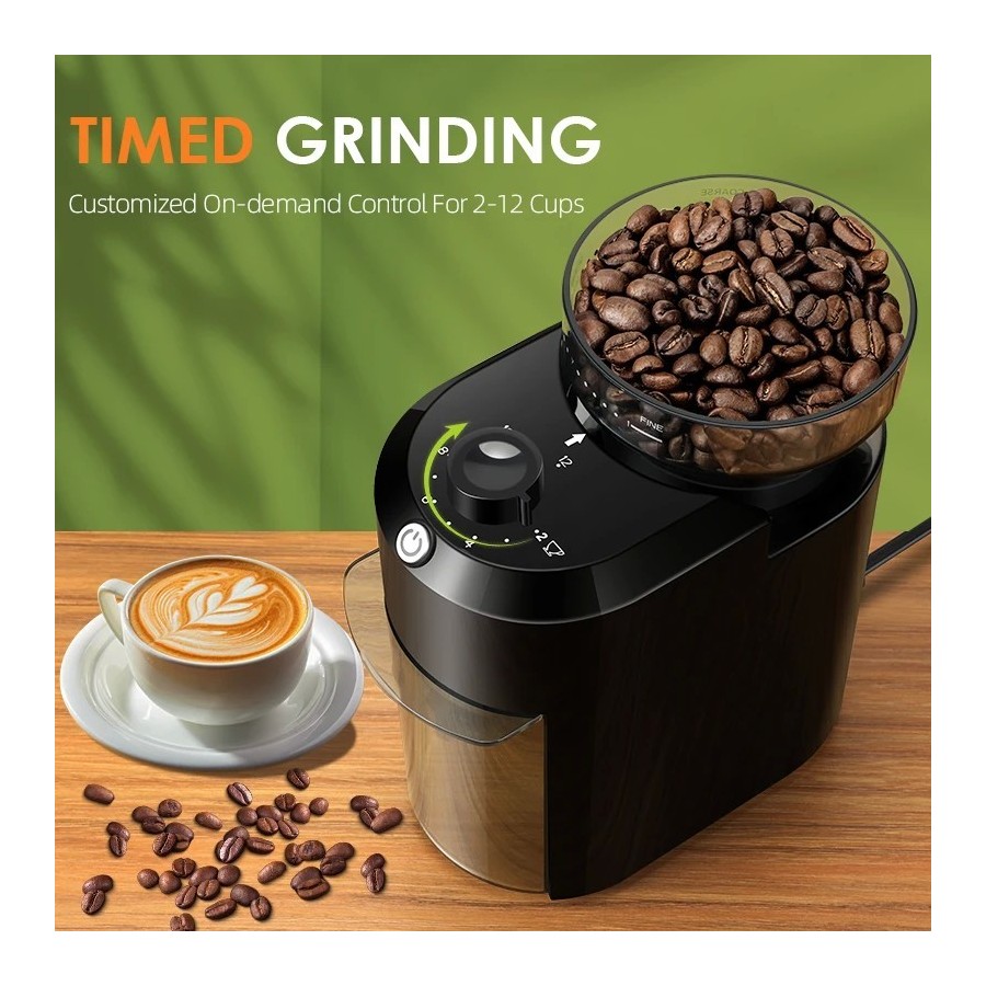 Molinillo de café eléctrico Wancle, molinillo de rebaba ajustable, mol
