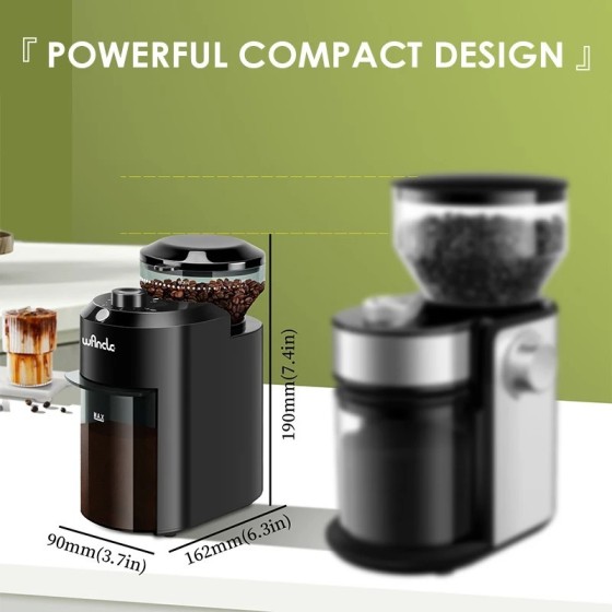 Molinillo de café eléctrico Wancle, molinillo de rebaba ajustable, mol