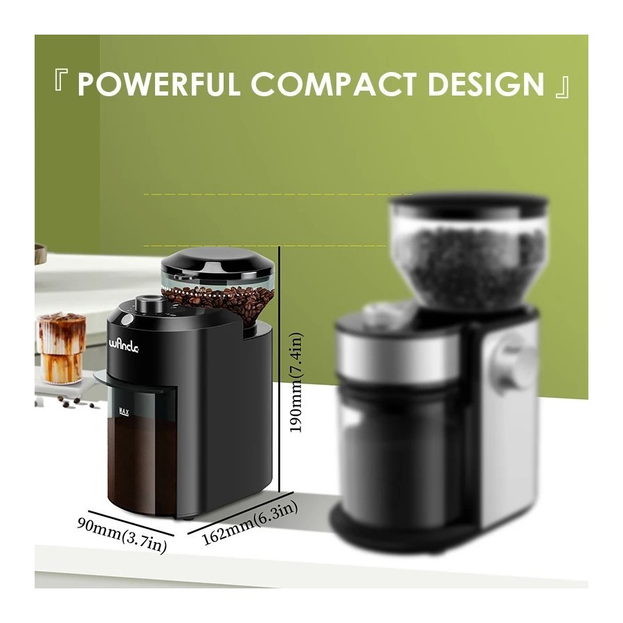 Molinillo de café eléctrico Wancle, molinillo de rebaba ajustable, mol