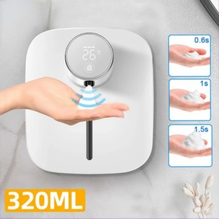 Dispensador automático de jabón de manos, máquina desinfectante de manos con pantalla de temperatura recargable, espuma líquida