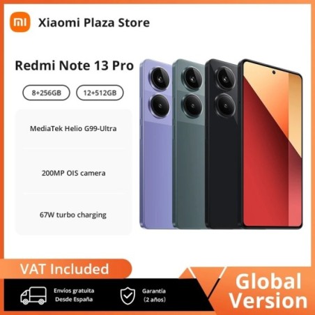 Xiaomi-smartphone Redmi Note 13 Pro, 4G, cámara de 200MP, Pantalla AMOLED de 6,67 pulgadas, 120Hz, 12GB, 512GB, NFC, MediaTek, H