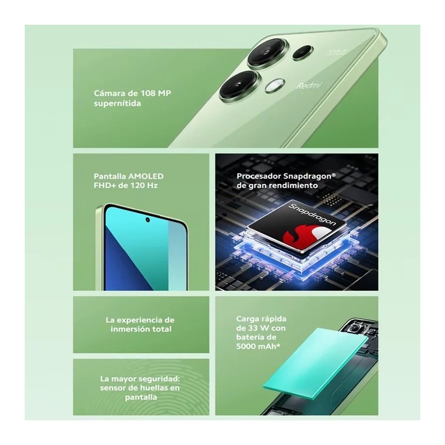 Xiaomi Redmi Note 13 4G 8GB RAM 256GB ROM Pantalla FHD+AMOLED de 120HZ