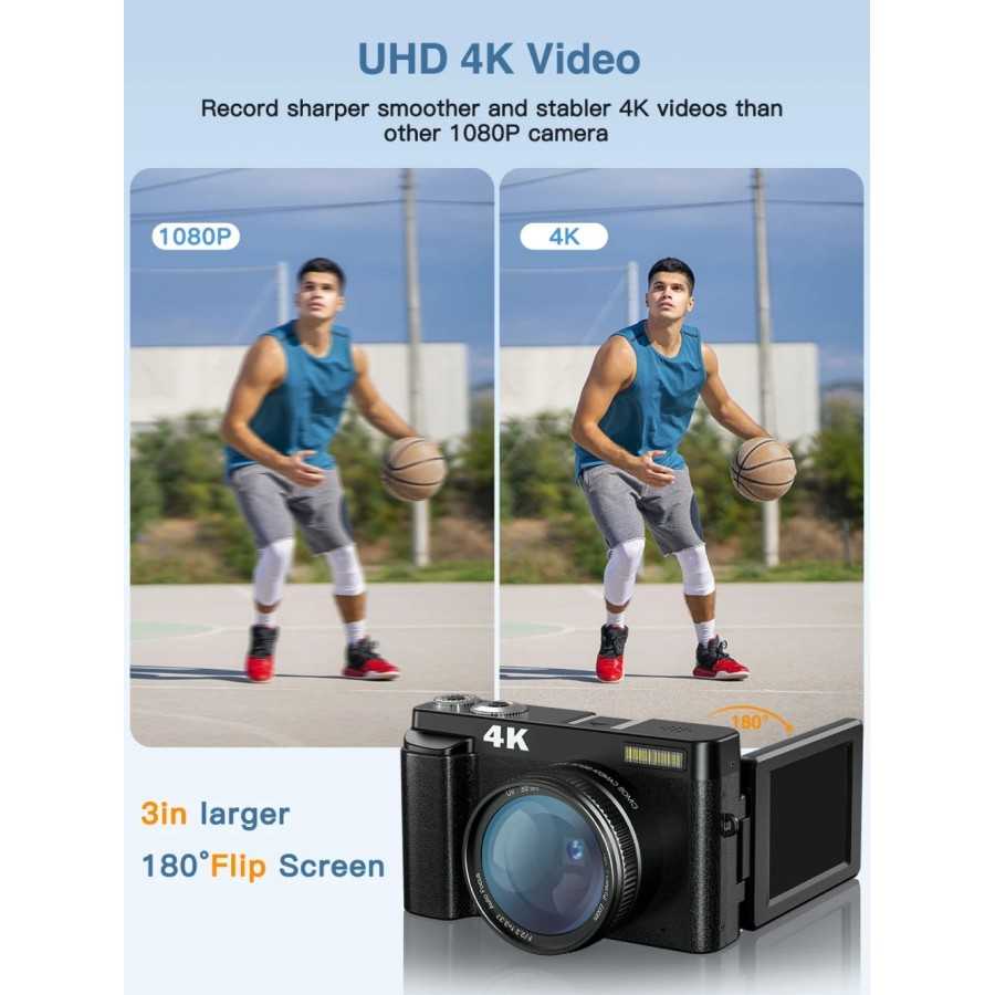 Cámara Digital 4K para fotografía y vídeo, autoenfoque, antivibración,